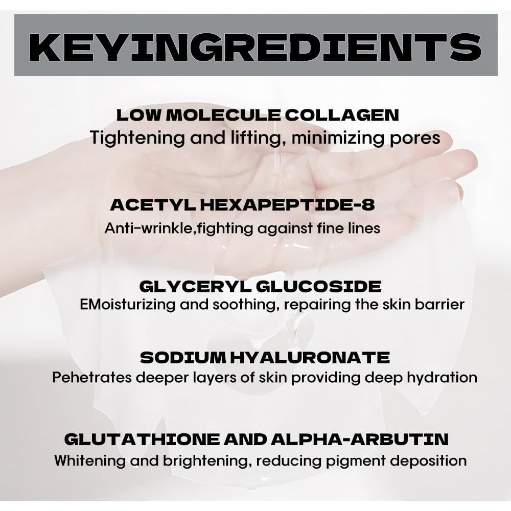 Mascarilla Facial de Colágeno Hidratante MKBLNP - 6 Piezas