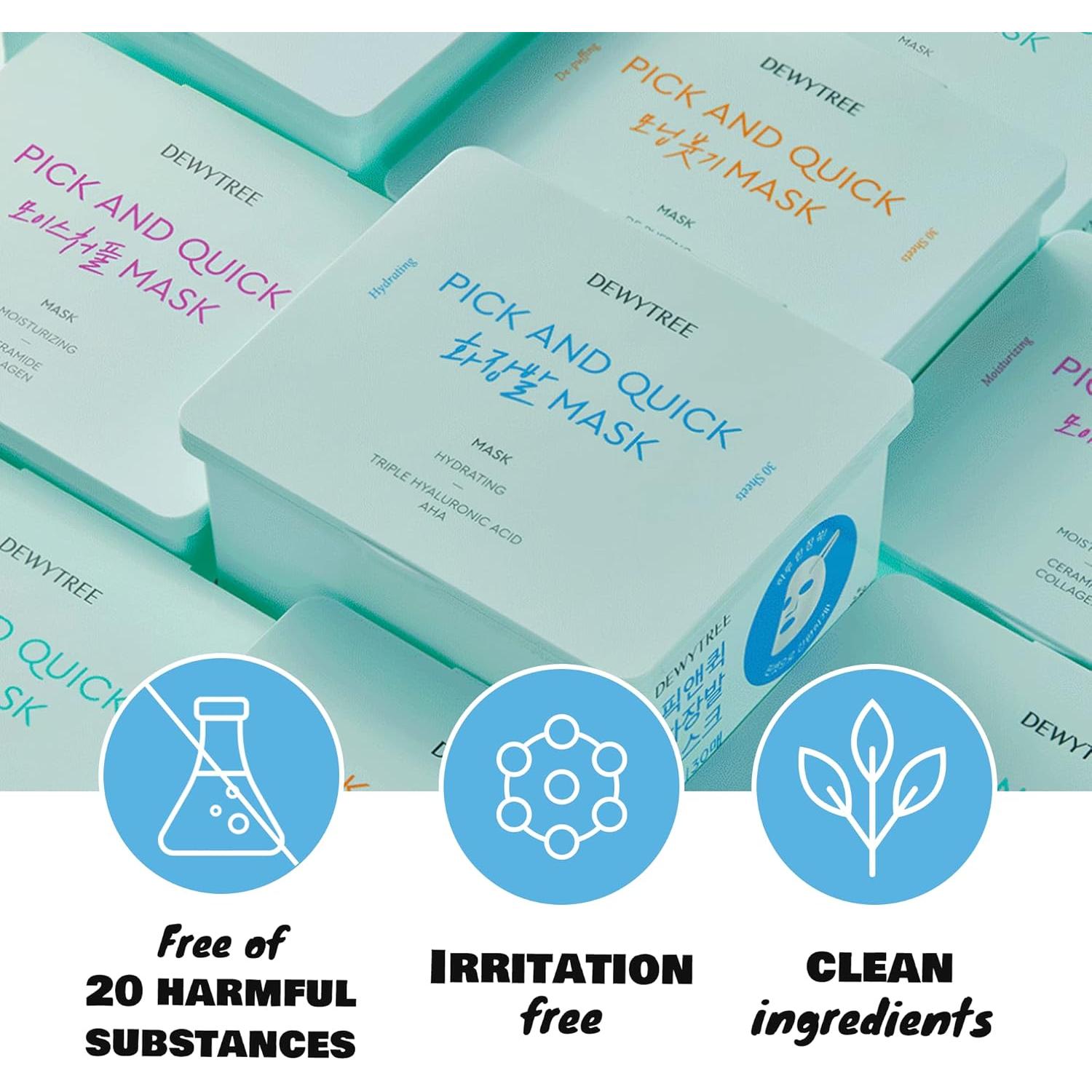 Mascarilla Hidratante DEWYTREE Aqua 30 Hojas con Ácido Hialurónico