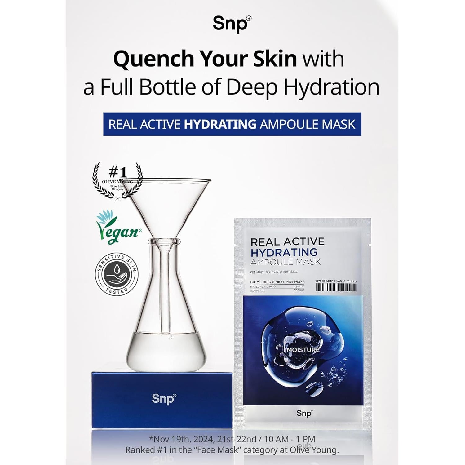 Máscara de Hoja Hidratante Activa Real K Beauty 10 Hojas