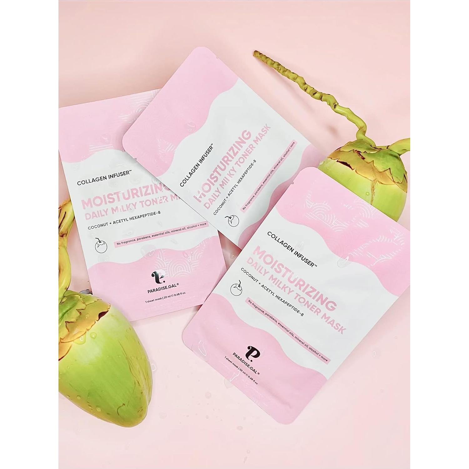 Mascarillas Hidratantes ParadiseGal - 10 Unidades Colágeno Coco