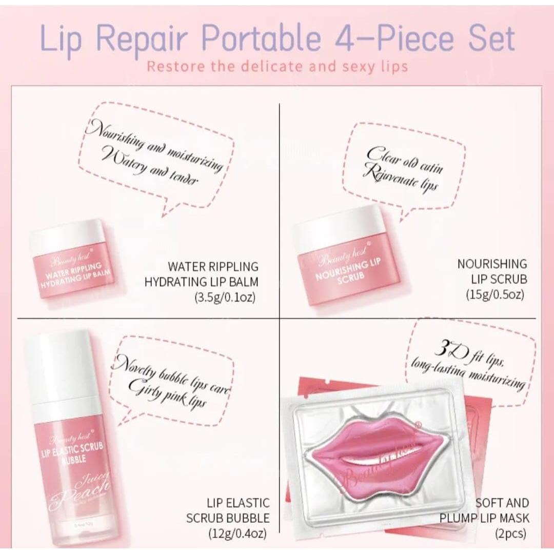 Kit de Cuidado Labial 4 en 1 SLT - Balsamo, Exfoliante y Mascarilla
