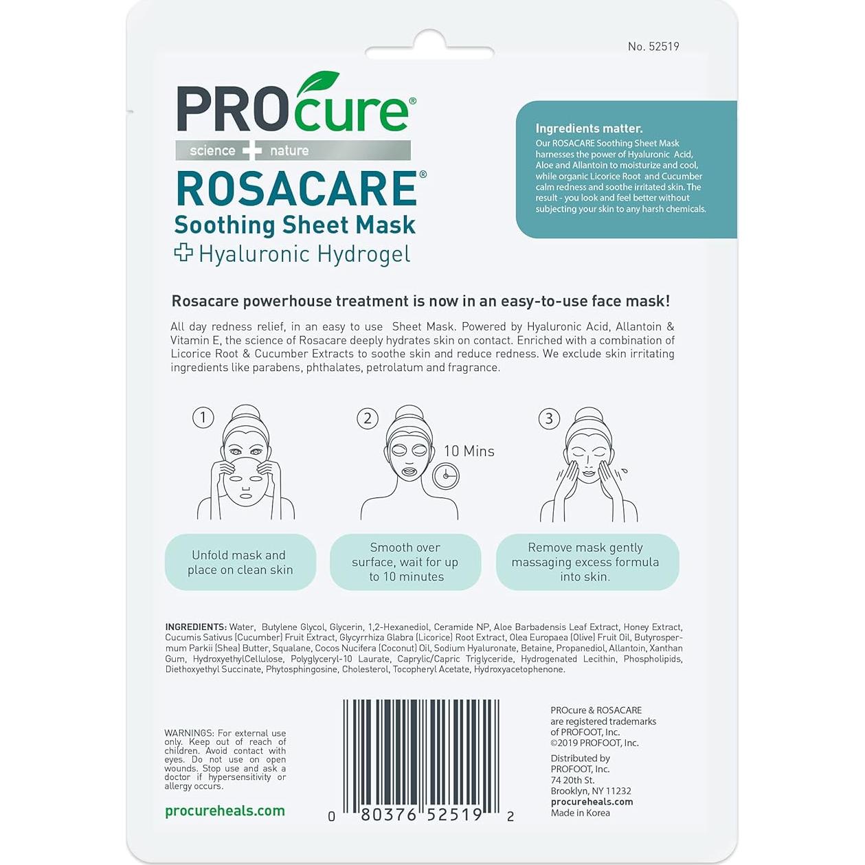 Mascarilla Facial PROcure Rosacare Hidrogel 2 Unidades