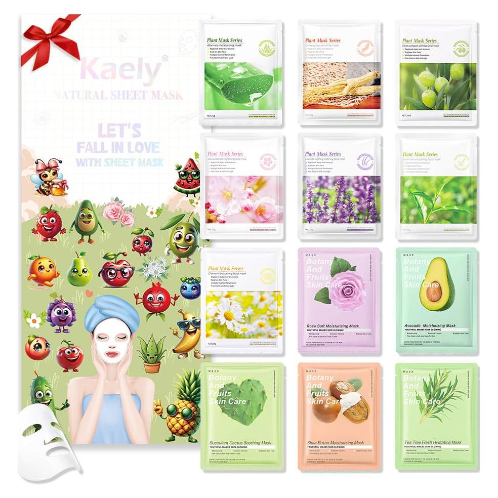 Mascarillas Faciales Niñas evpct 12 Pack Cuidado Piel Natural