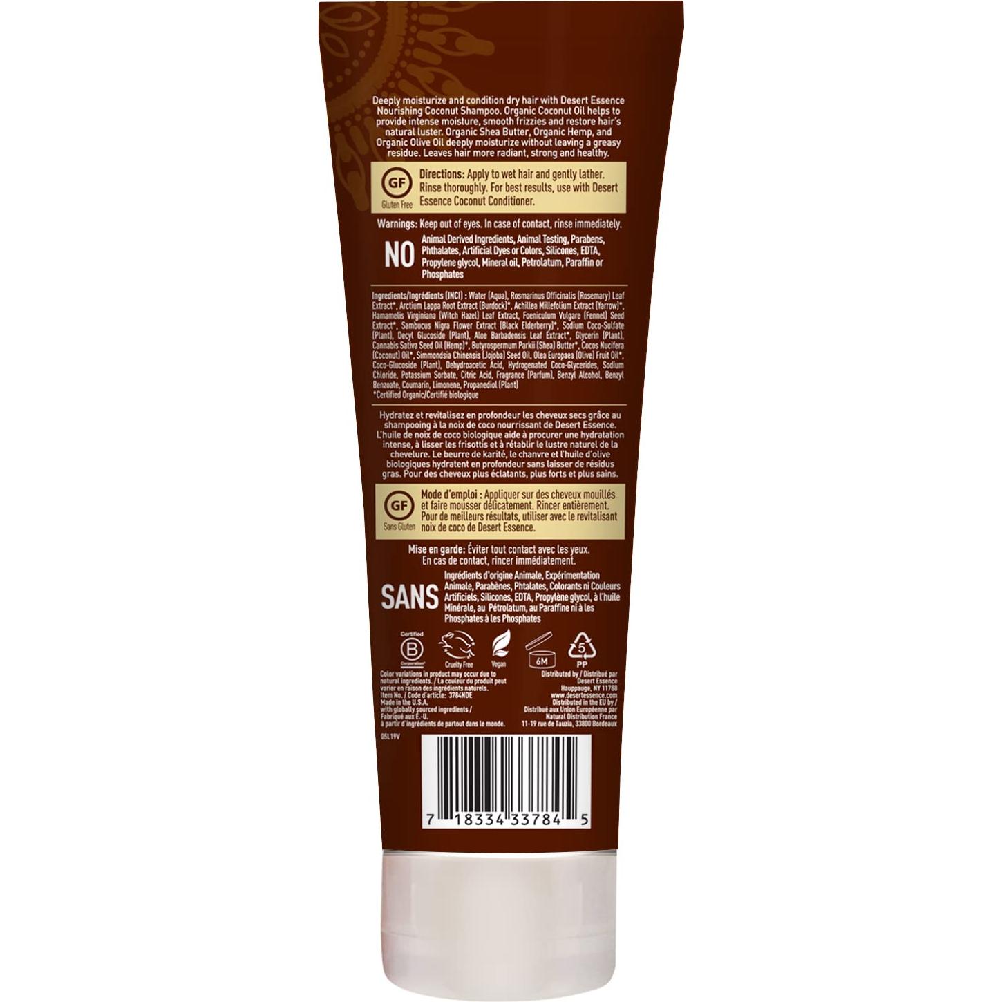 Champú Hidratante Desert Essence Coco 2x227g - Suave y Natural
