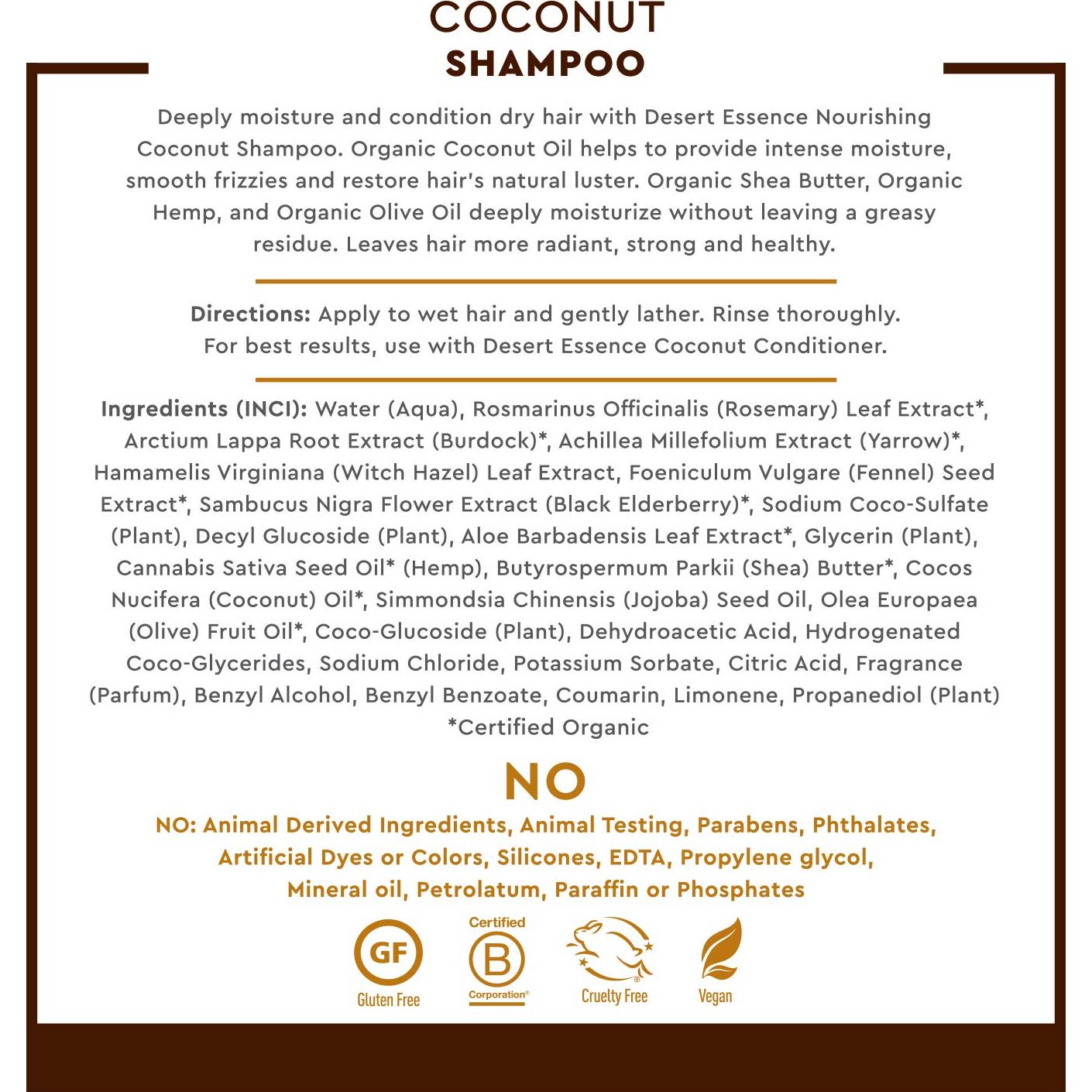 Champú Hidratante Desert Essence Coco 2x227g - Suave y Natural