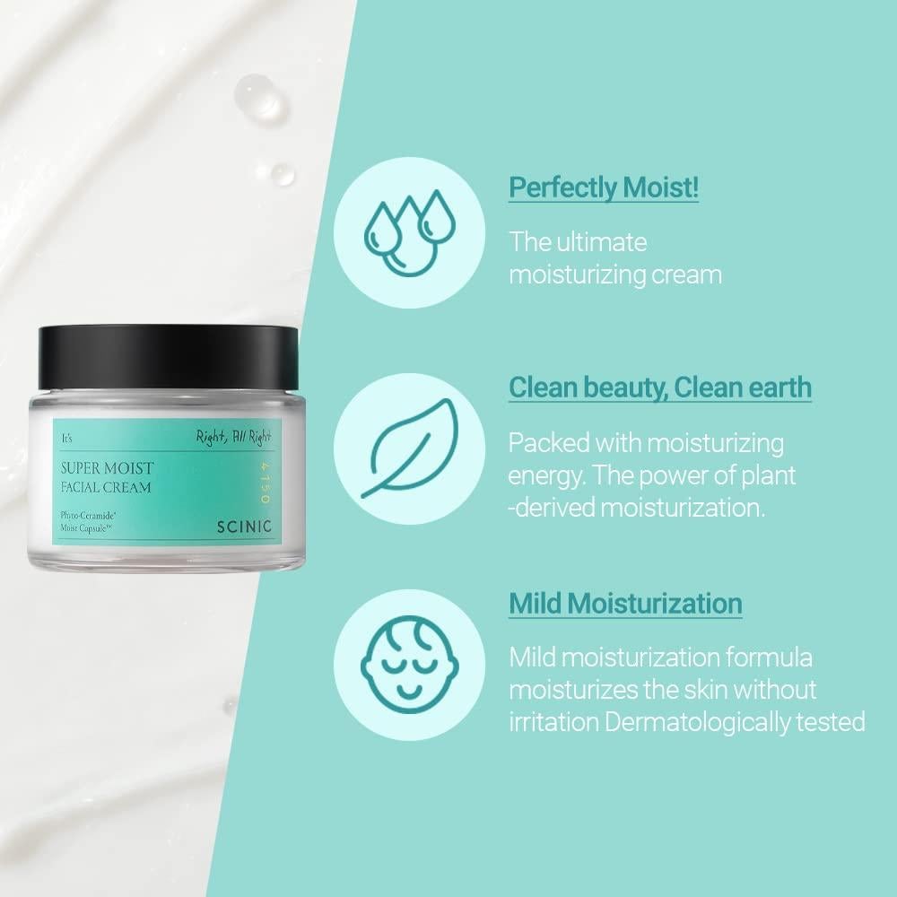 Crema Facial Hidratante SCINIC 80ml - Piel Seca y Sensible