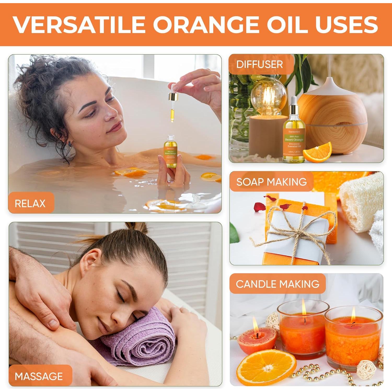 Aceite Esencial de Naranja Dulce 118ml - 100% Natural - Aromaterapia