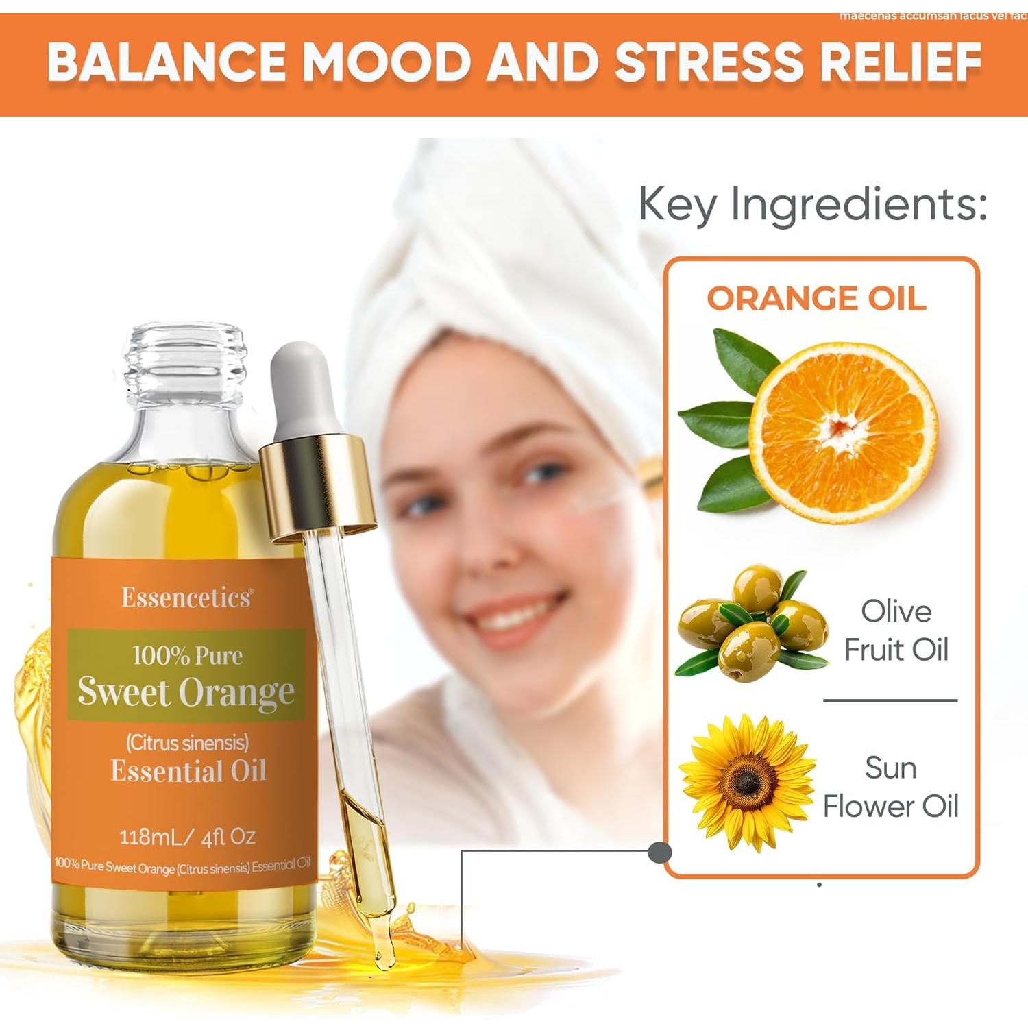 Aceite Esencial de Naranja Dulce 118ml - 100% Natural - Aromaterapia