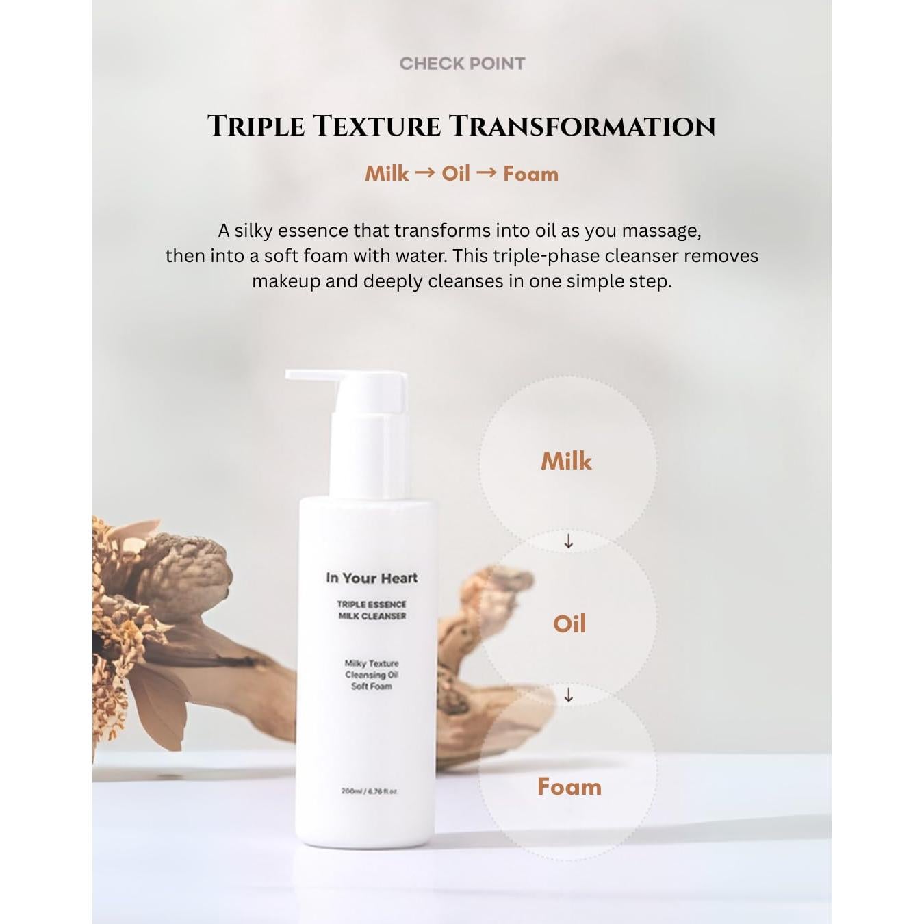 Limpiador 3 en 1 In Your Heart 200ml - Leche a Aceite a Espuma