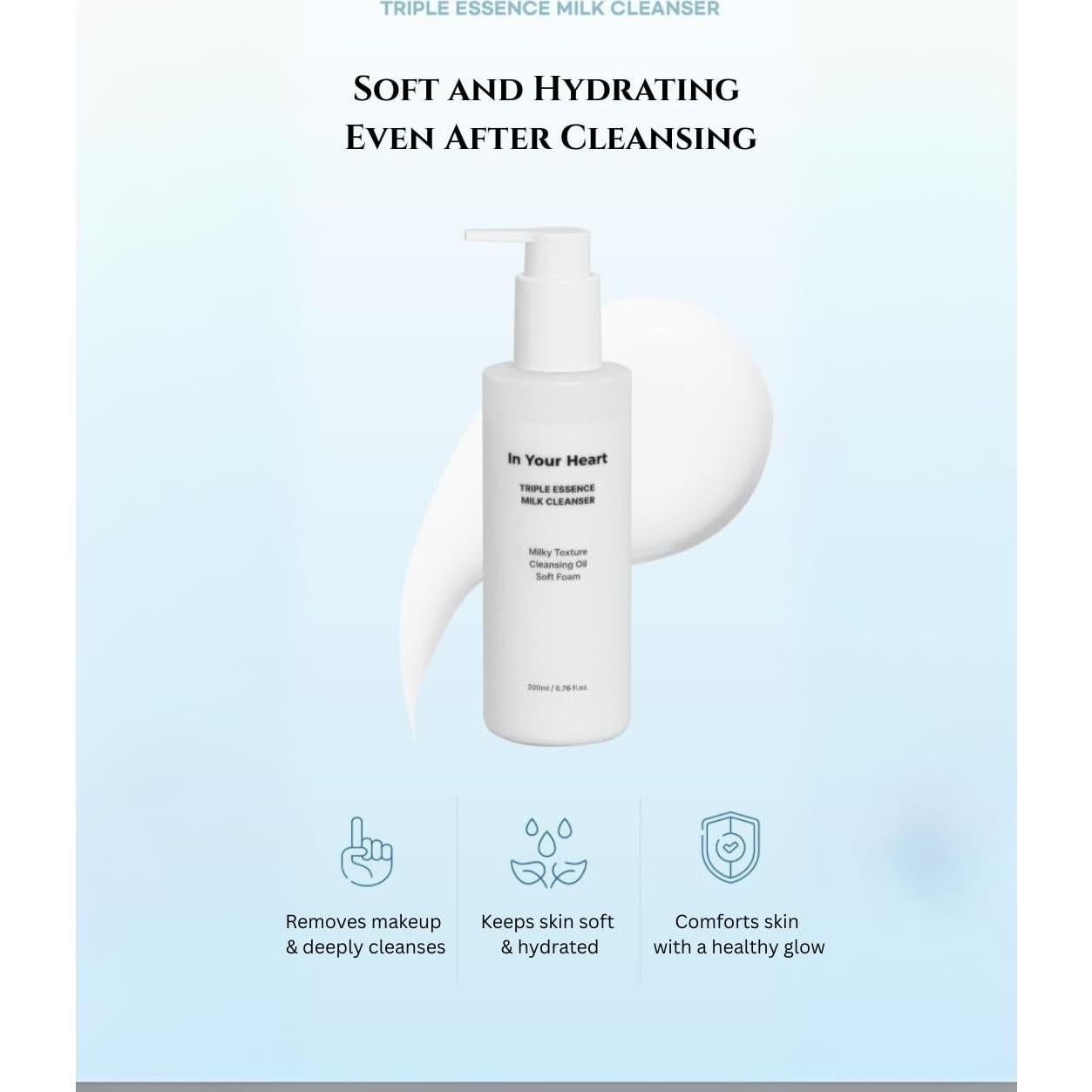 Limpiador 3 en 1 In Your Heart 200ml - Leche a Aceite a Espuma