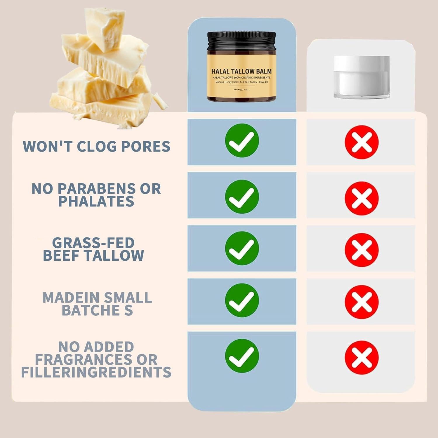 Bálsamo Hidratante Orgánico Halal Tayyib 60g - Tallow de Res