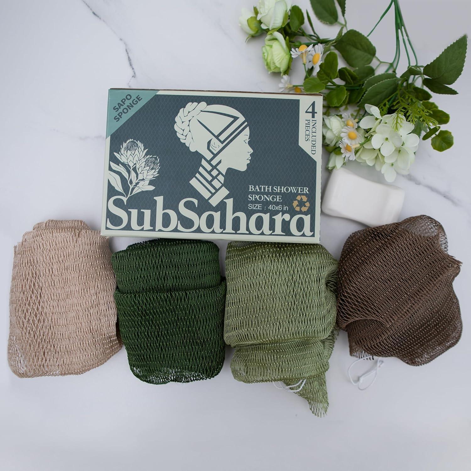 Esponja de Red Africana SubSahara - 4 Piezas Exfoliantes Suaves