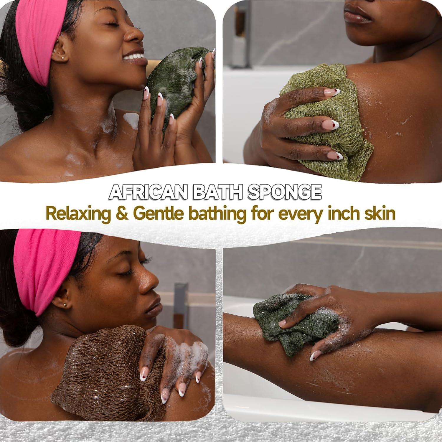 Esponja de Red Africana SubSahara - 4 Piezas Exfoliantes Suaves