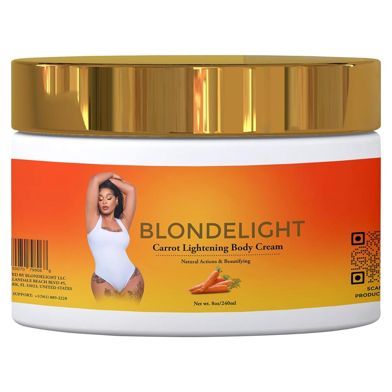 Crema Corporal Blondelight de Zanahoria 226.8g - Hidratante y Aclaradora