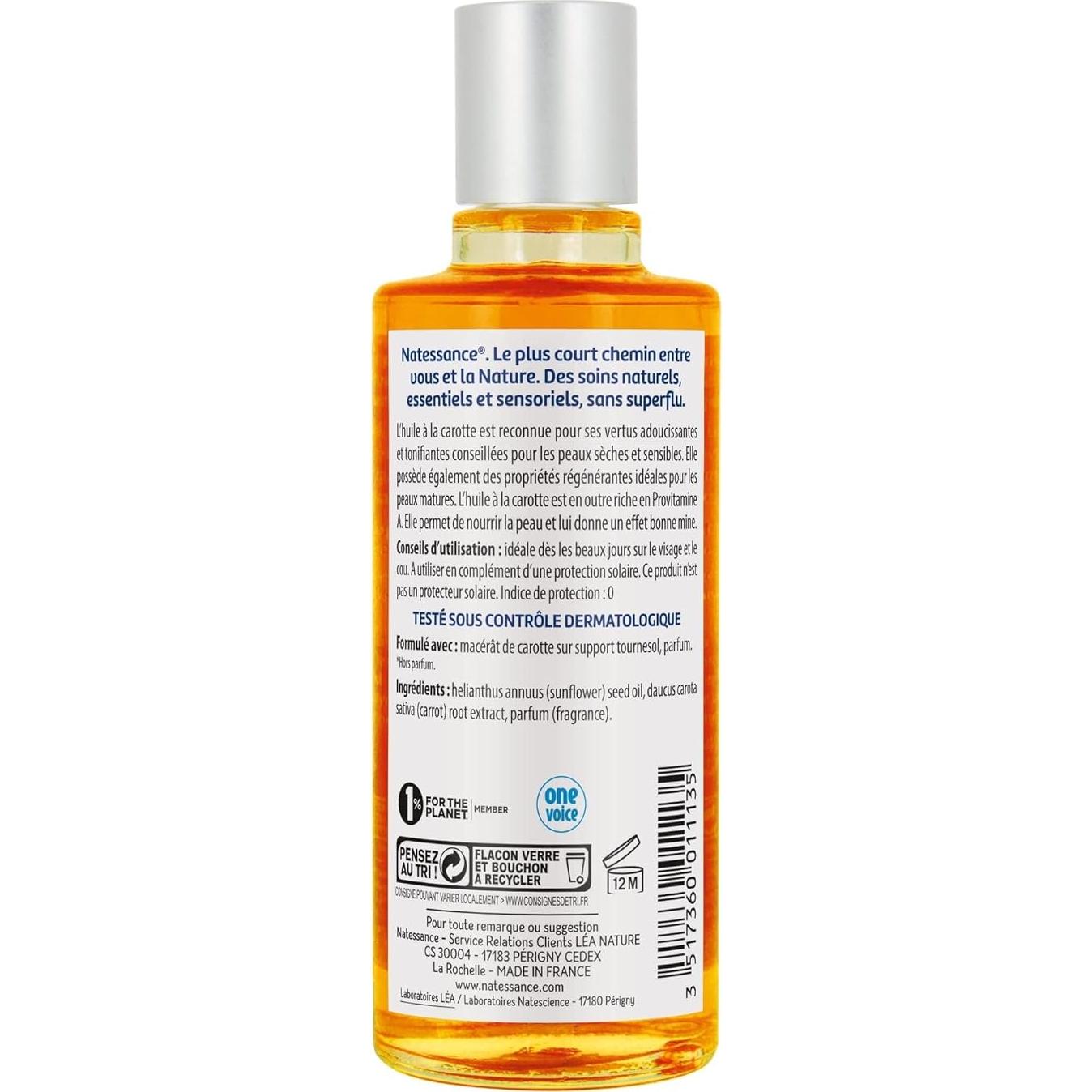 Aceite de Zanahoria 100ml Natessance - Puro y Natural