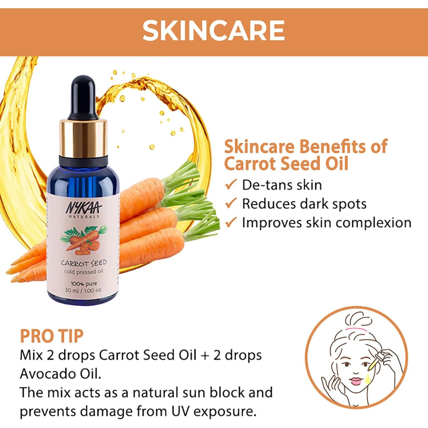 Aceite de Semilla de Zanahoria Nykaa Naturals 100g - Facial y Cabello