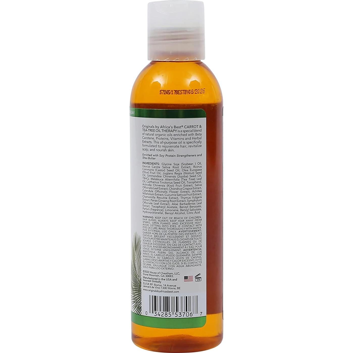 Aceite de Té de Zanahoria Orgánico Casa de Cheatham 170 ml