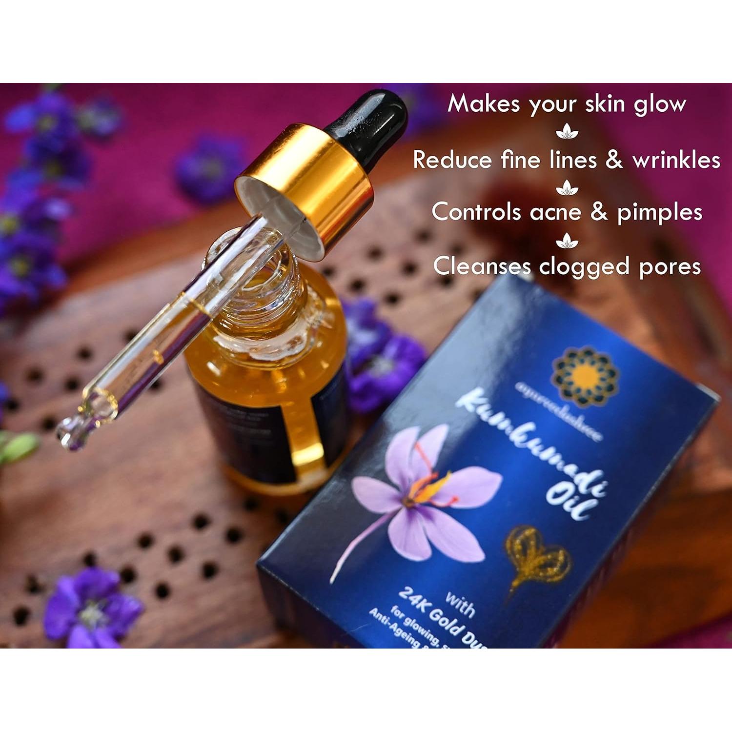 Aceite Kumkumadi 30 ML Ayurvédico con Oro 24K y Hierbas Naturales