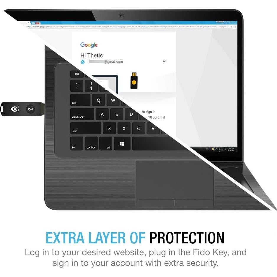 Clave de Seguridad Thetis FIDO U2F USB Tipo A Plegable