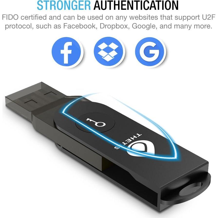 Clave de Seguridad Thetis FIDO U2F USB Tipo A Plegable