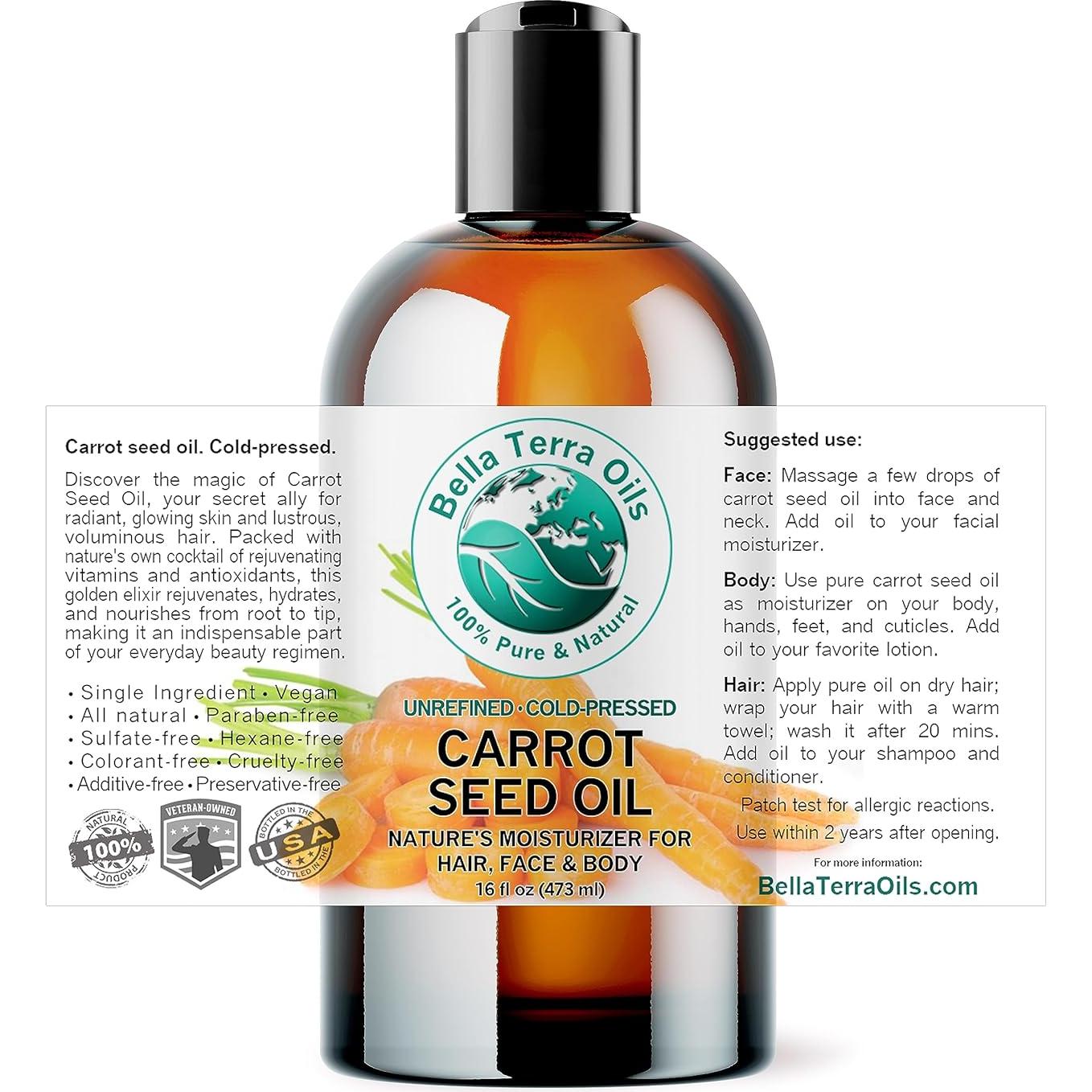 Aceite de Semilla de Zanahoria Orgánico Bella Terra 473 ml - Vitamina C y Omega