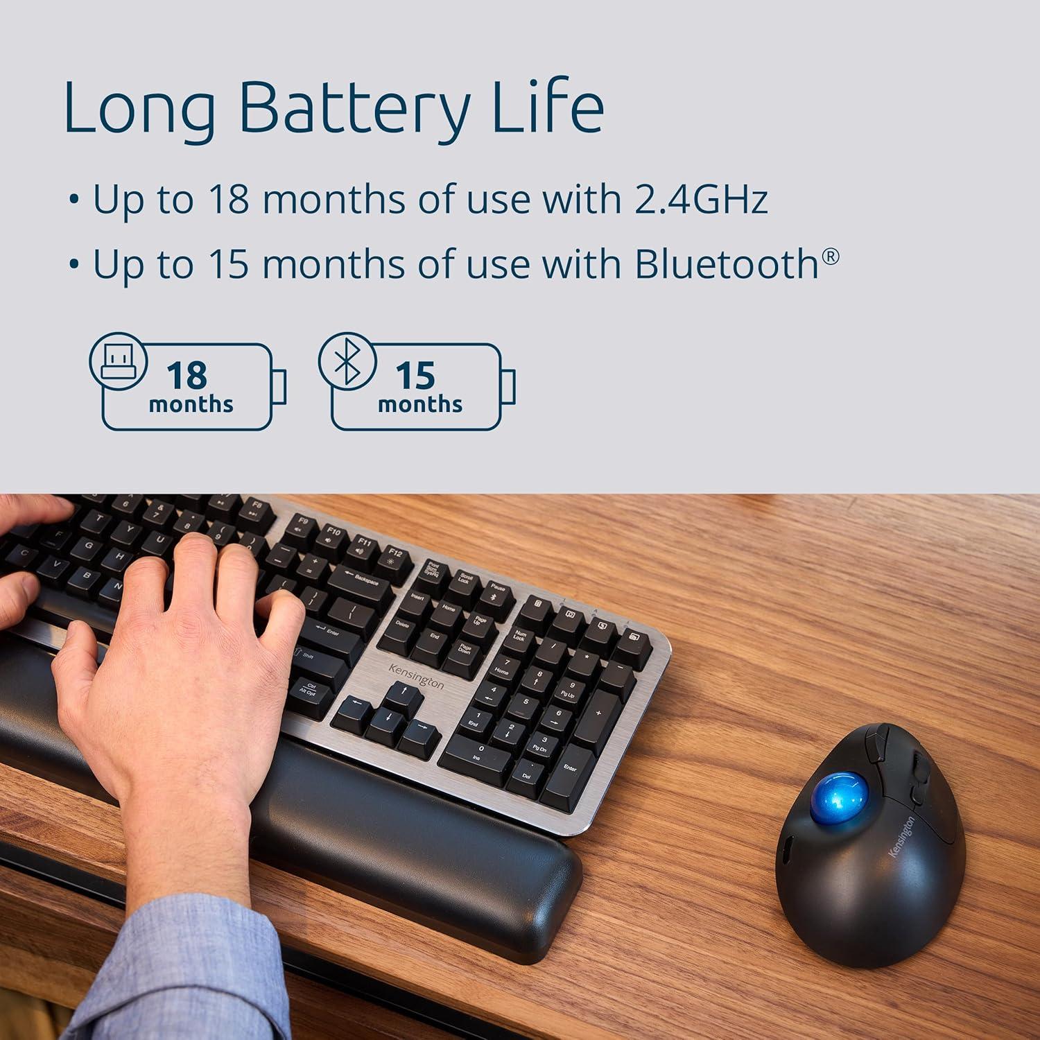 Kensington Ratón Trackball ProFit Ergo TB450 Inalámbrico