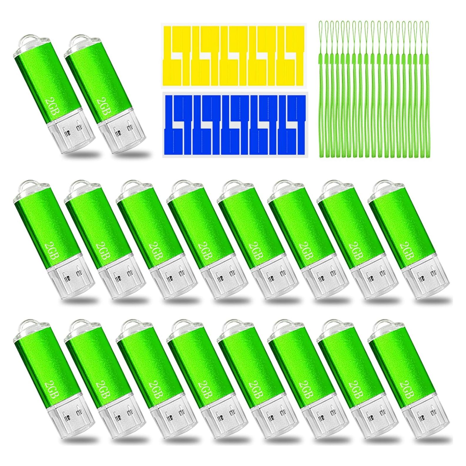 Pendrive USB 2.0 2GB Nicepicten Paquete de 20 Verde