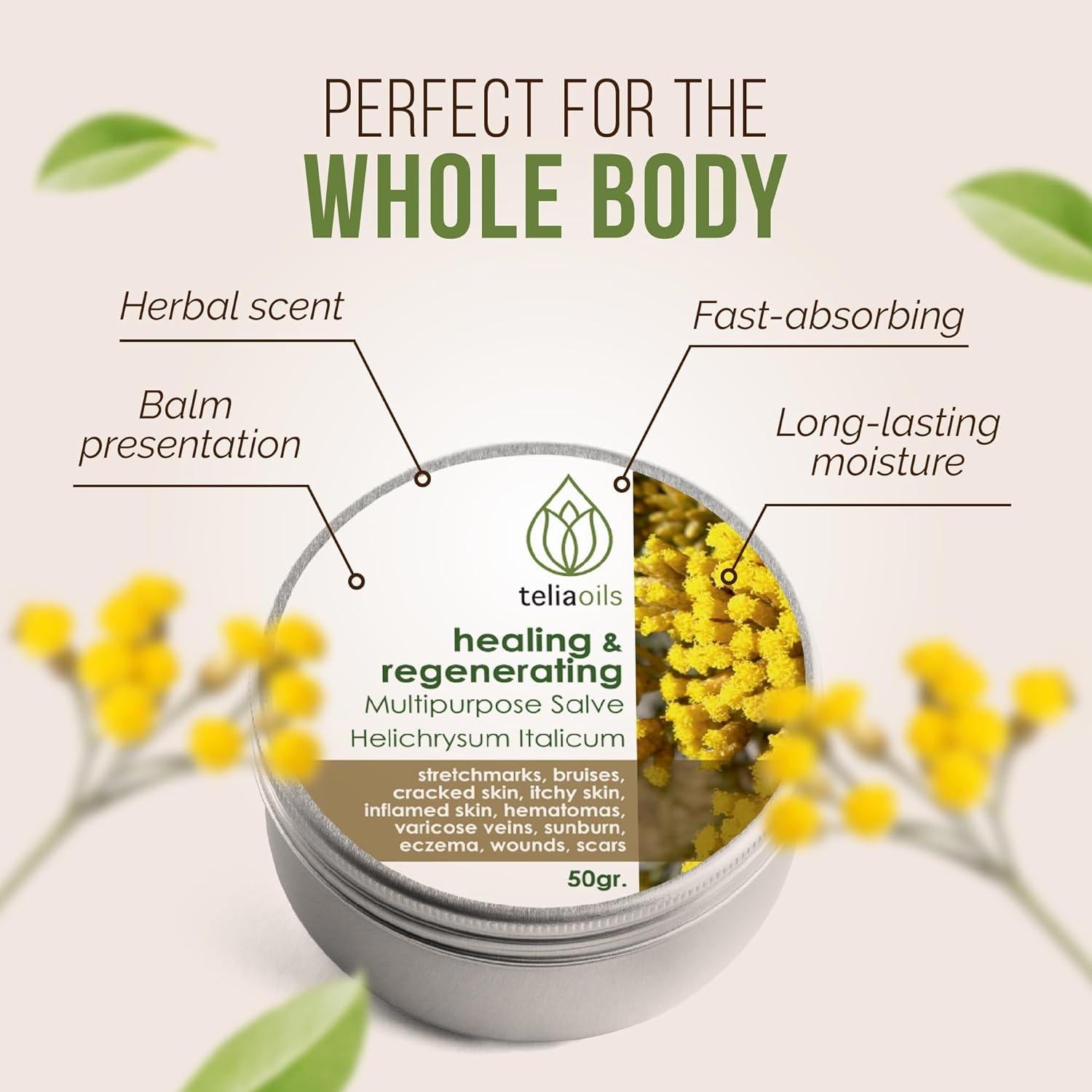 Ungüento Multipropósito Teliaoils Helichrysum 50g - Balsamo Calmante