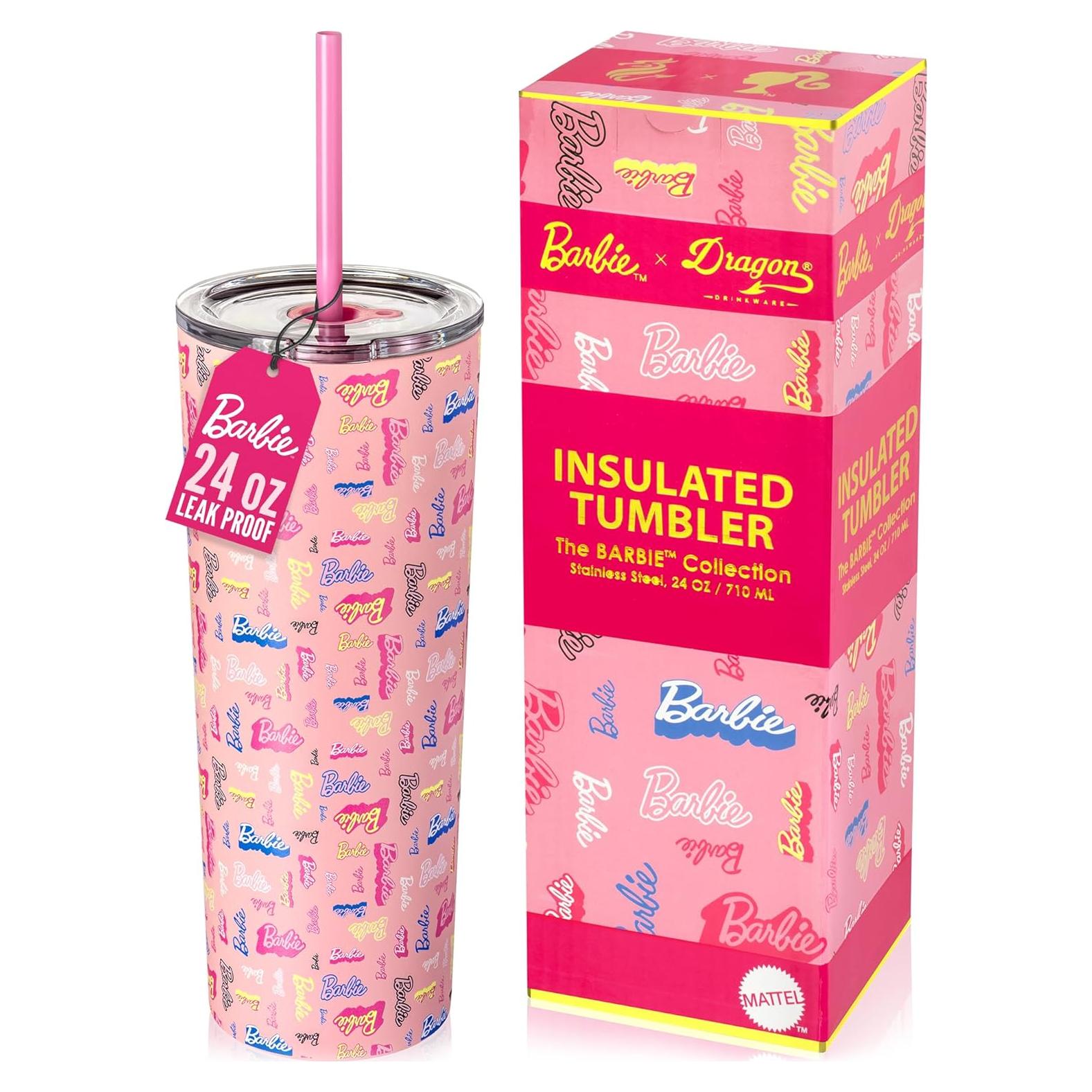 Vaso Aislado Dragon Glassware Barbie 680 ml con Pajilla