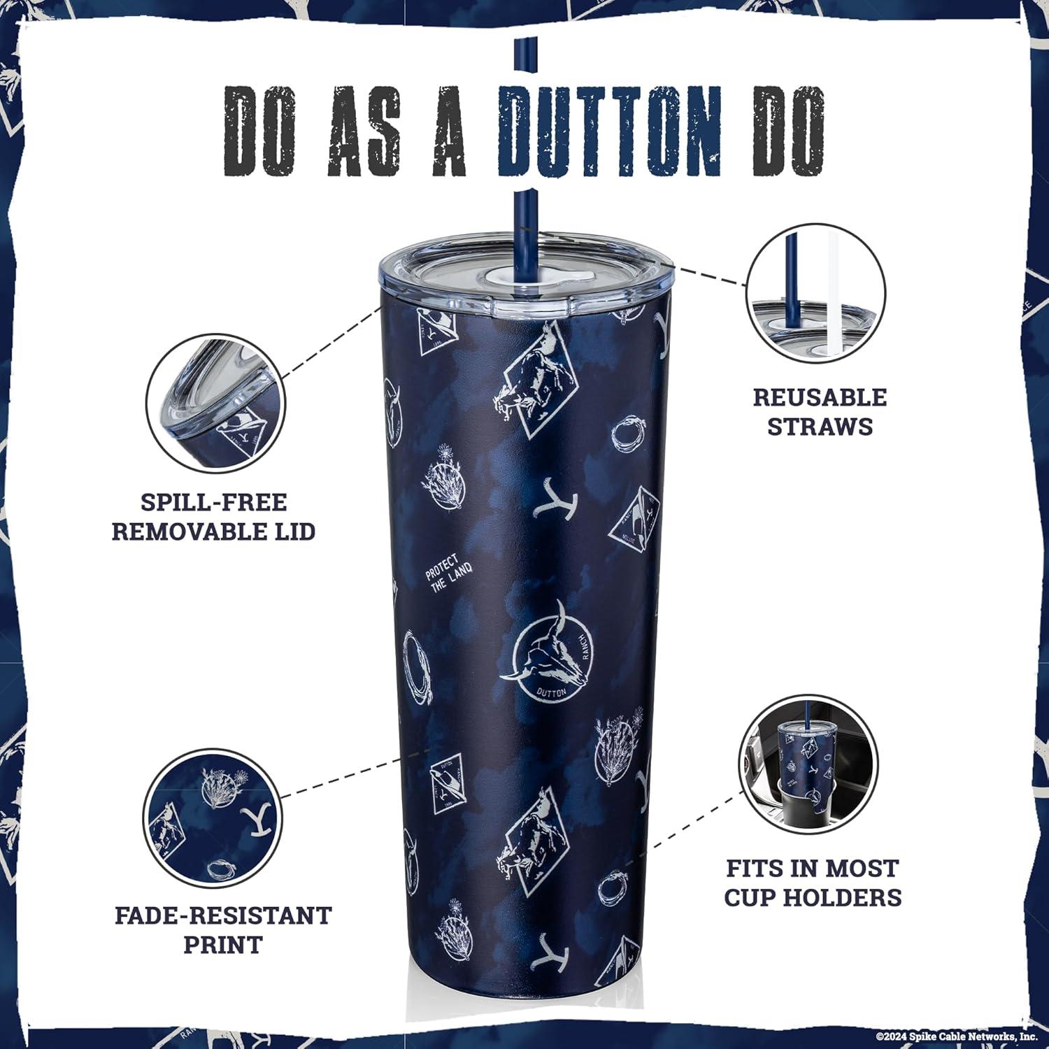 Vaso Aislado Dragon Glassware Yellowstone 24 oz con Pajillas