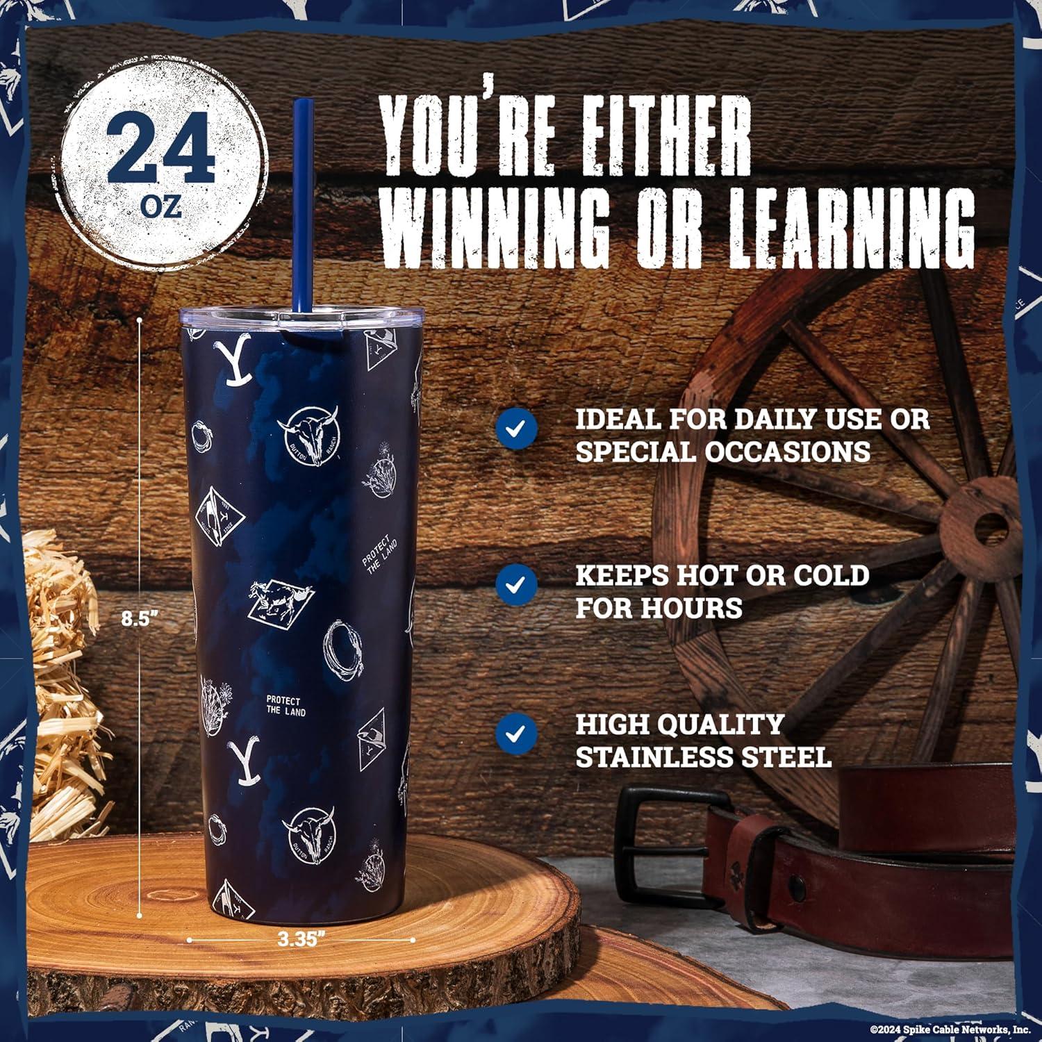 Vaso Aislado Dragon Glassware Yellowstone 24 oz con Pajillas