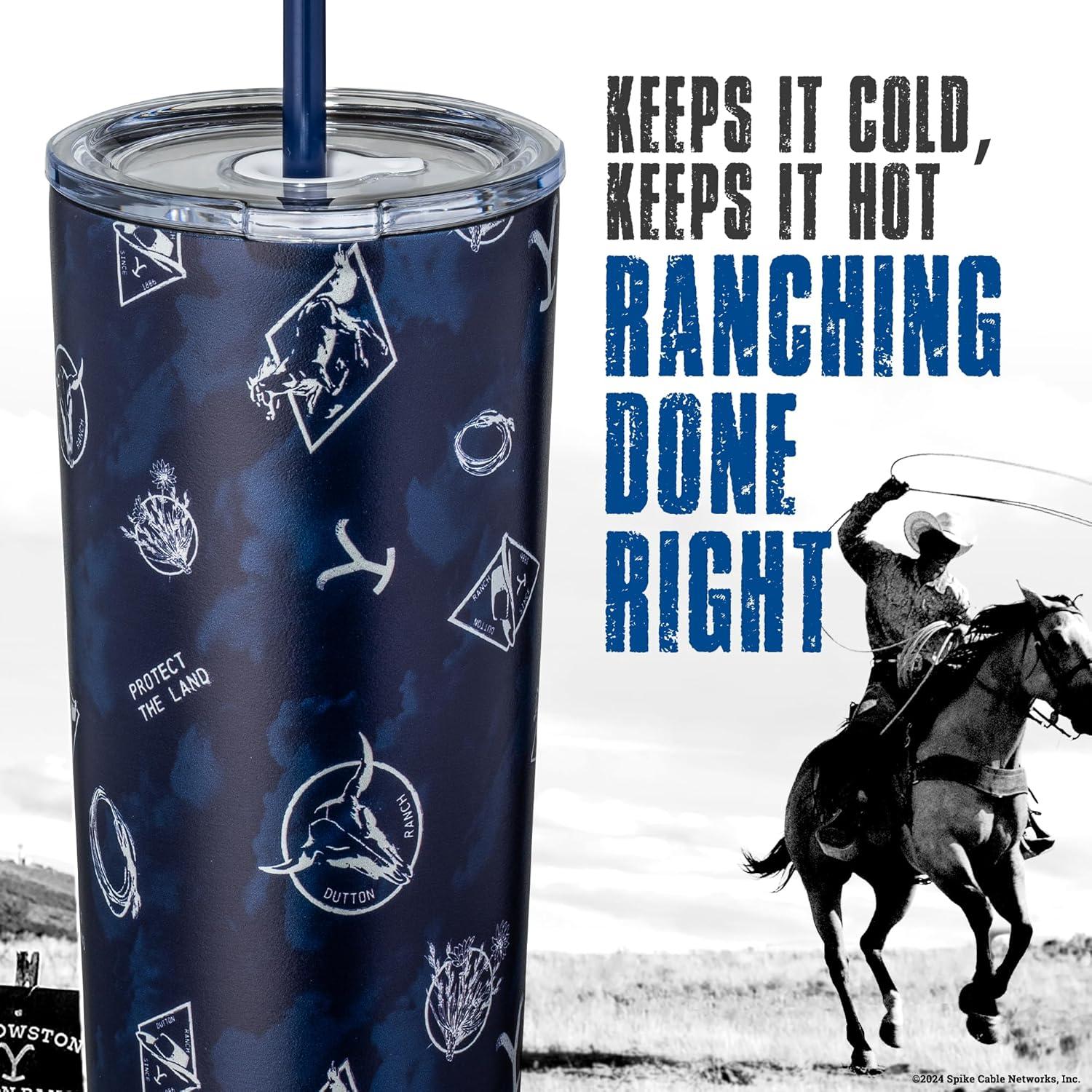 Vaso Aislado Dragon Glassware Yellowstone 24 oz con Pajillas