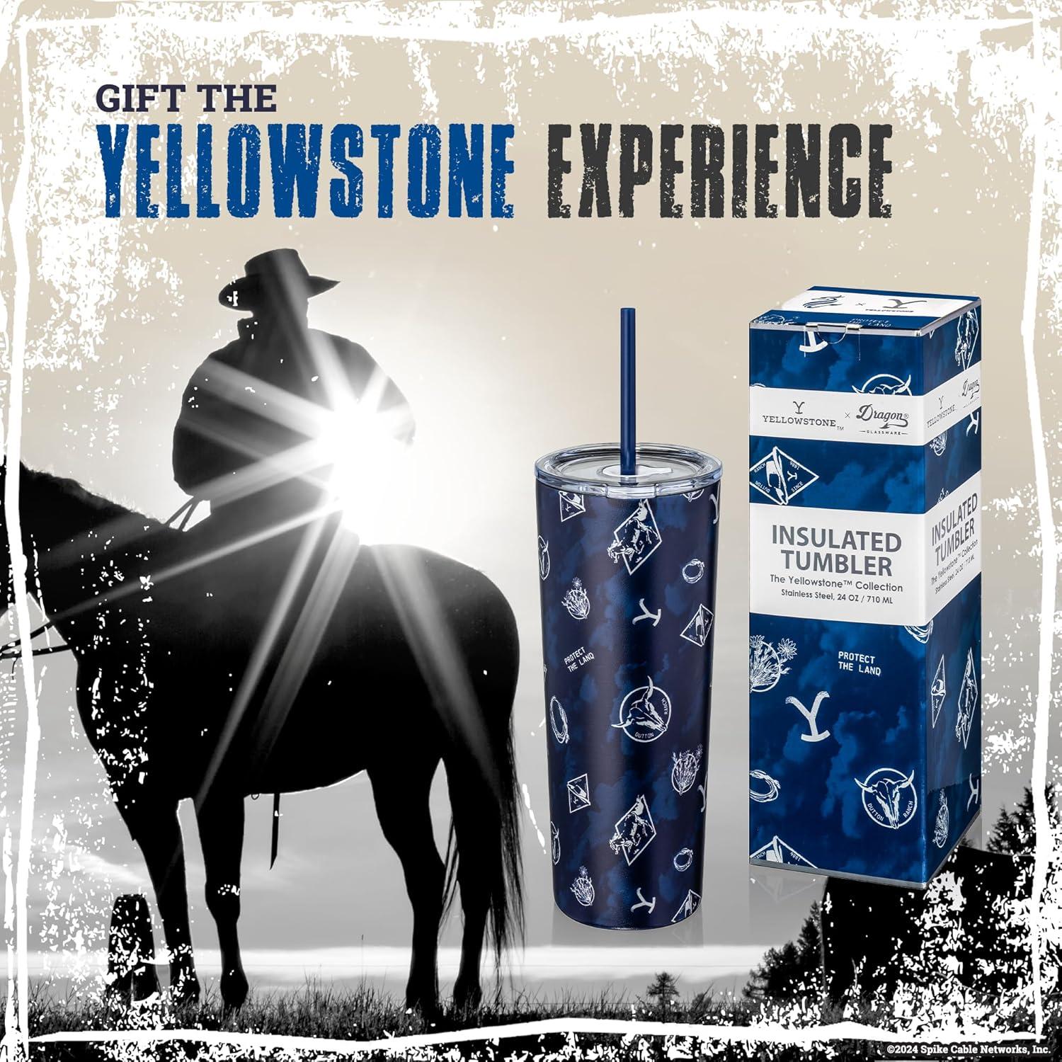 Vaso Aislado Dragon Glassware Yellowstone 24 oz con Pajillas