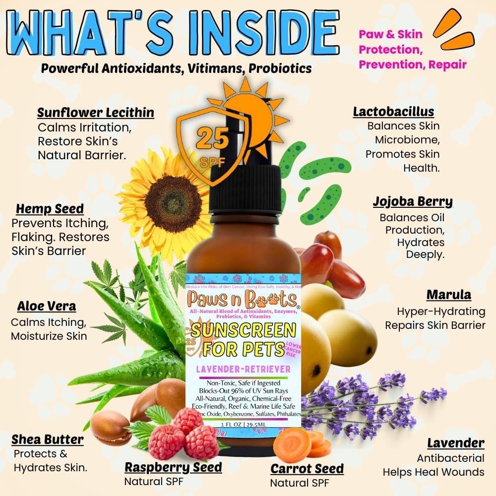 Protector Solar para Mascotas PawsnBoots SPF 25 Natural 100g