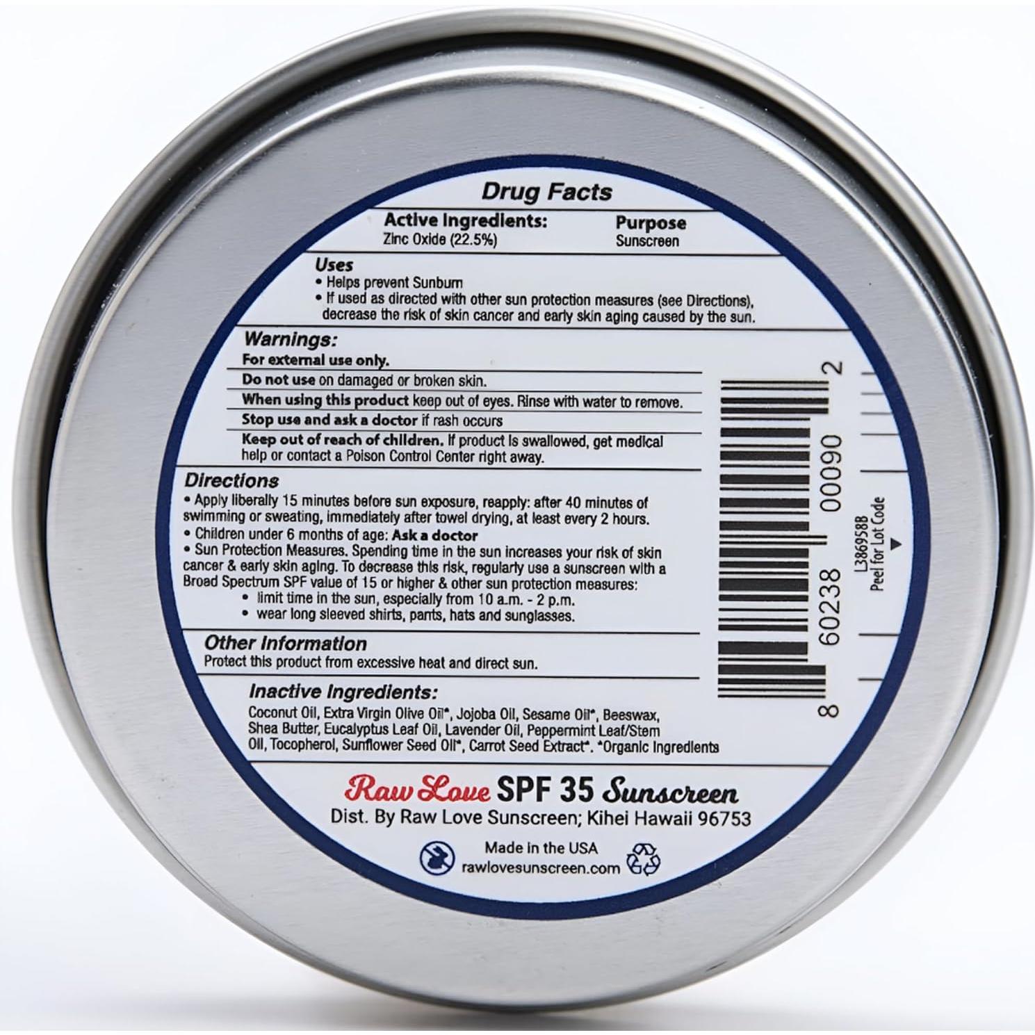 Protector Solar Ecológico Raw Love SPF 30 56.7 g Natural Resistente al Agua