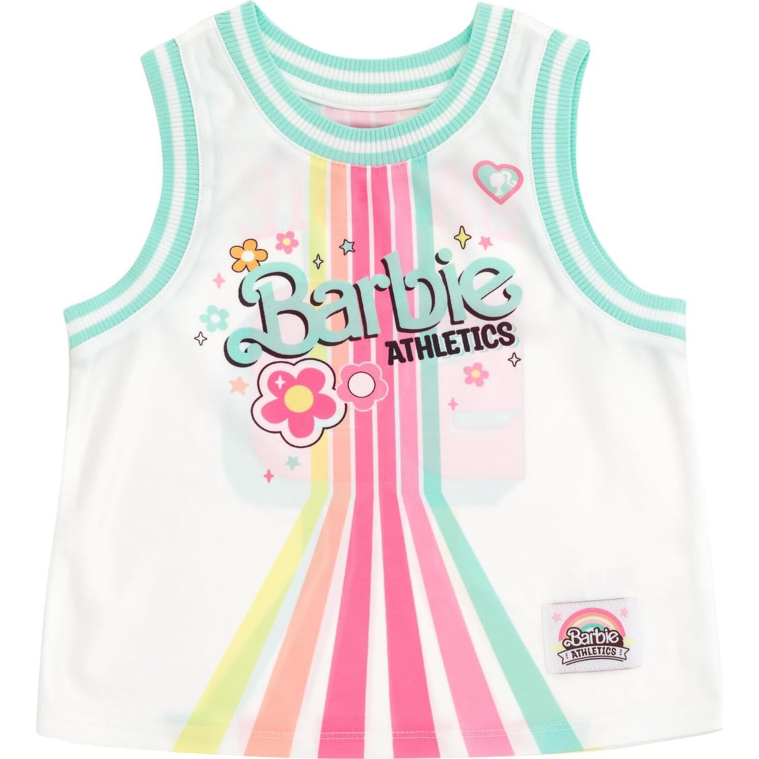 Conjunto deportivo Barbie para niñas 2T - 10-12, camiseta y shorts
