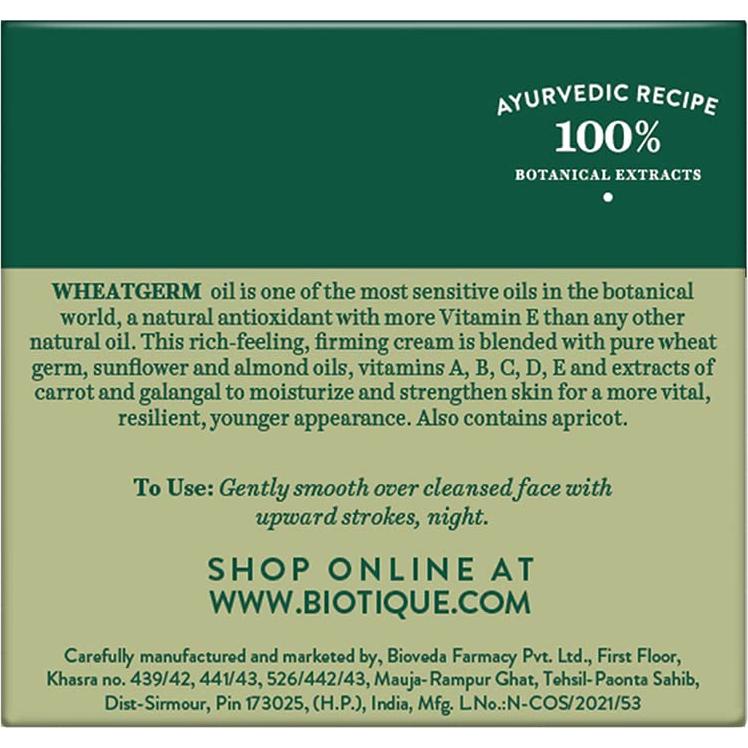 Crema Reafirmante Biotique de Germen de Trigo 50g Piel Normal a Seca