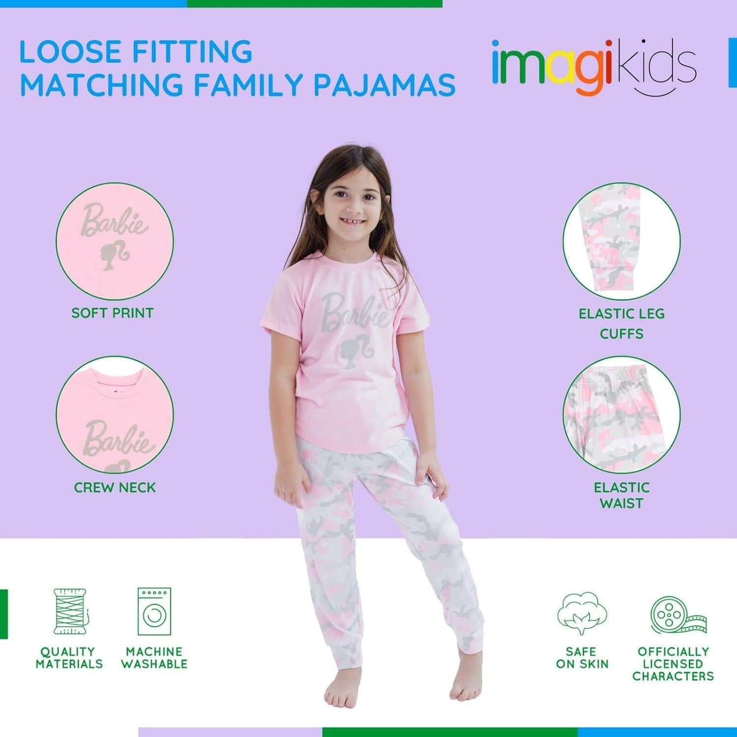 Pijamas Familiares Barbie Camuflaje Niñas Talla 4 a Grande