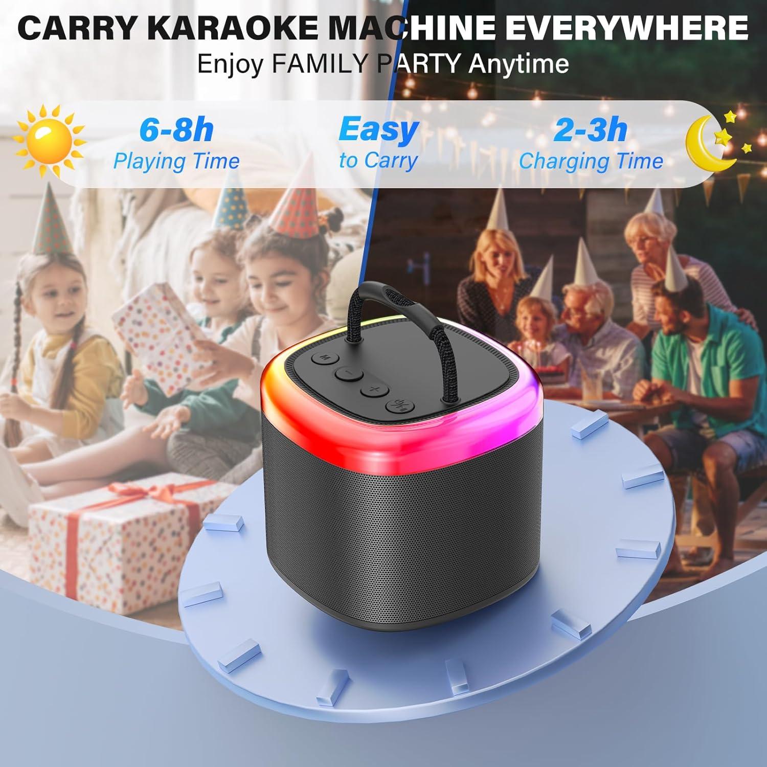 Mini Máquina de Karaoke HWWR D17G Bluetooth para Niños