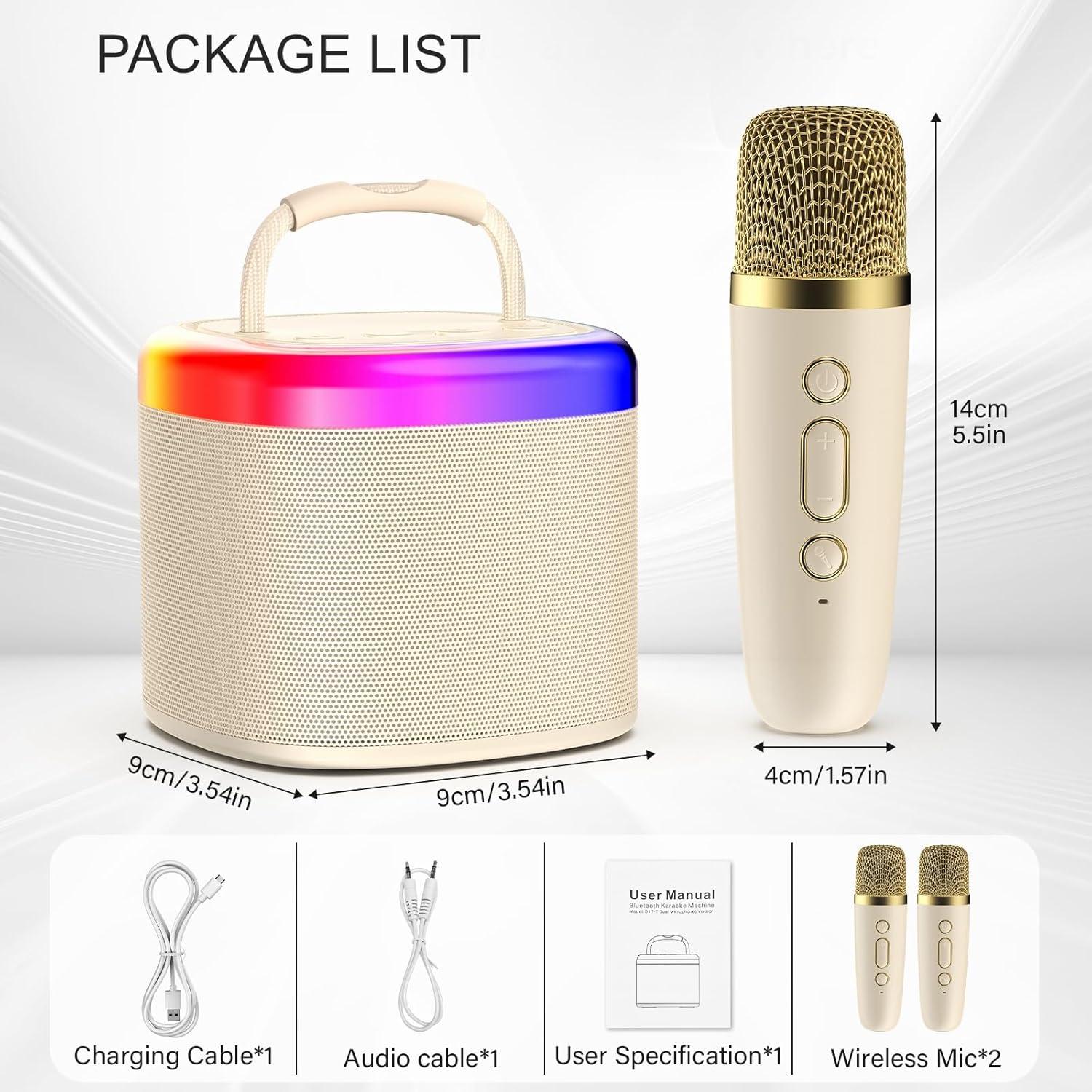 Máquina de Karaoke HWWR D17 para Niños con Bluetooth y Luces