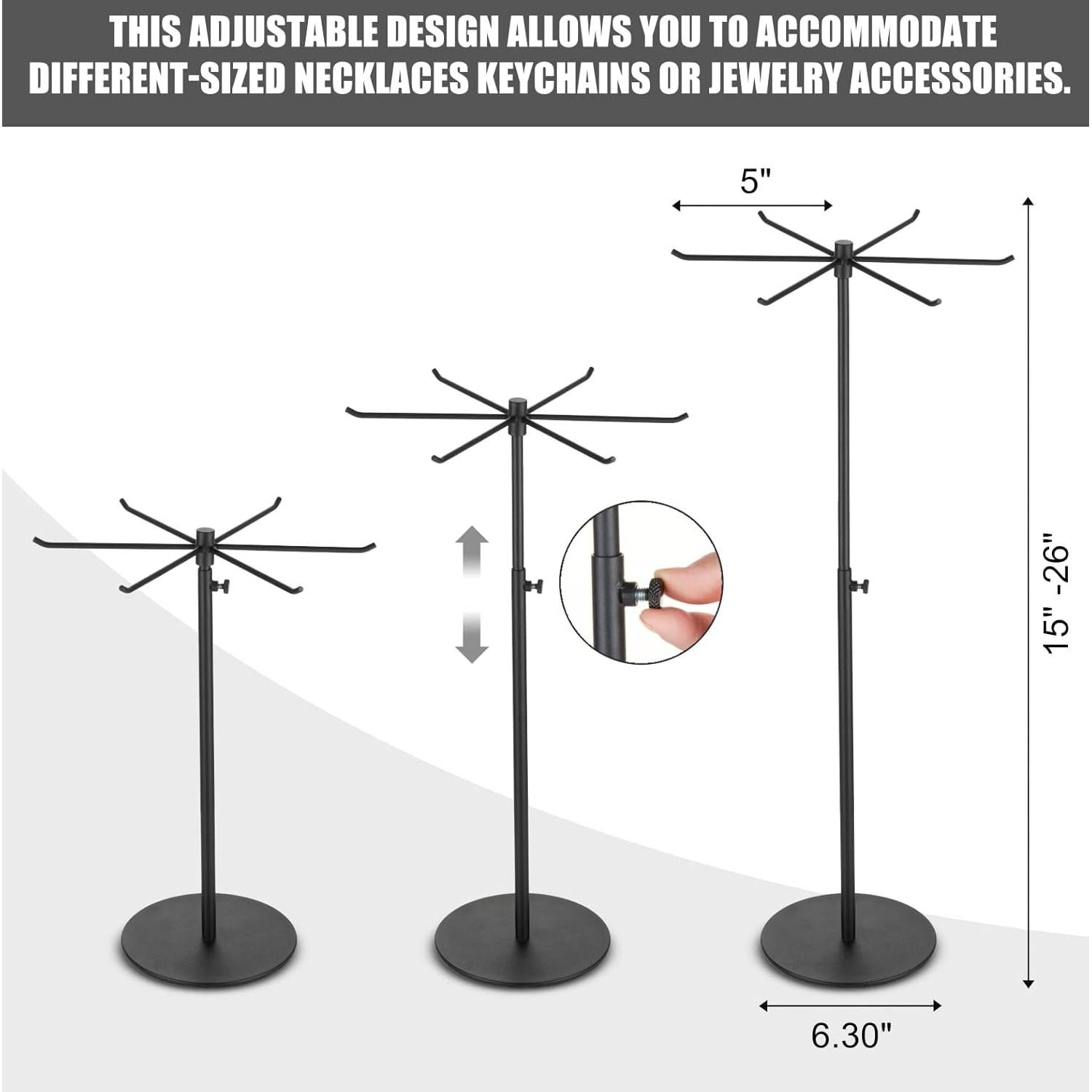 Soporte de Joyería Giratorio Bjewego Ajustable 66 cm 6 Ganchos