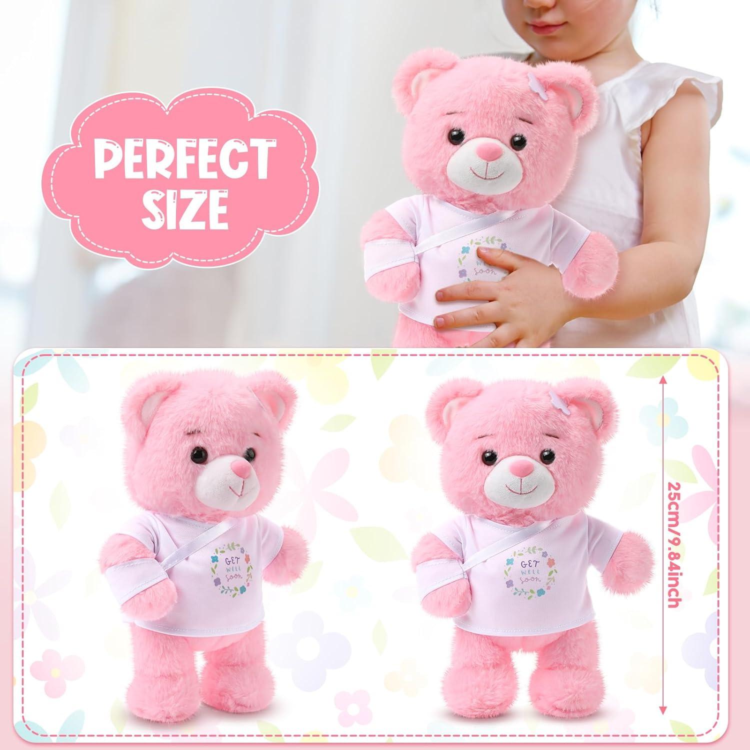 Oso de Peluche Deekin 25 cm Rosa con Vendaje para Niños