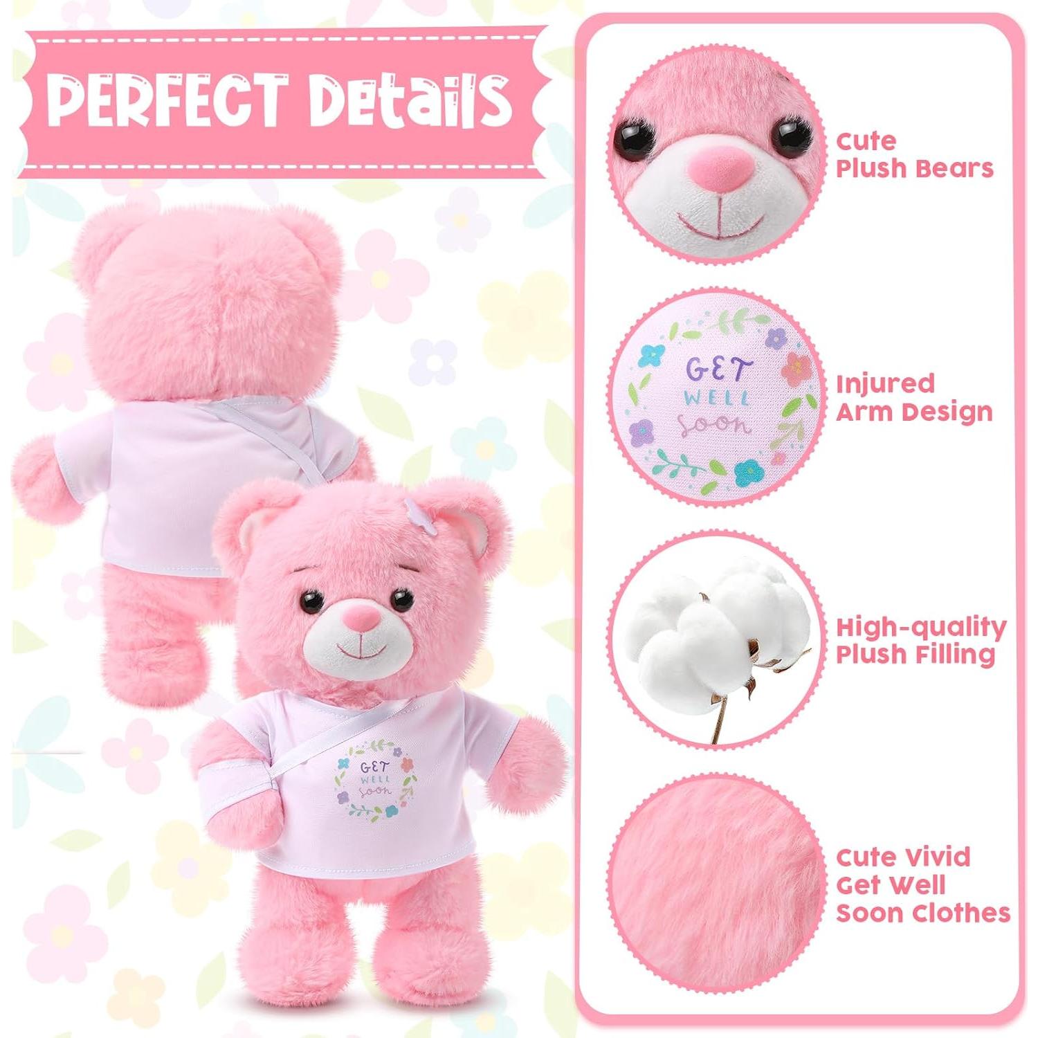 Oso de Peluche Deekin 25 cm Rosa con Vendaje para Niños
