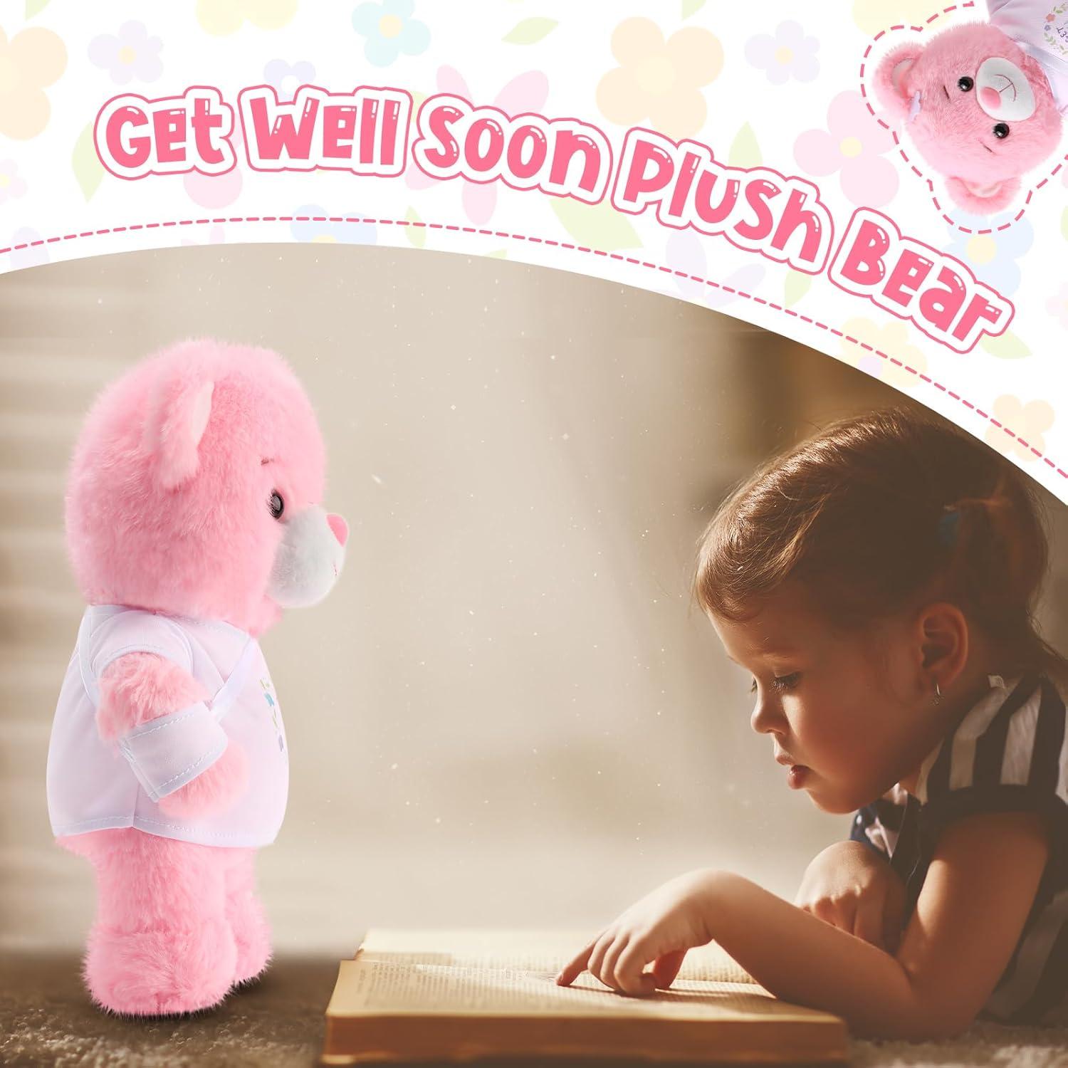 Oso de Peluche Deekin 25 cm Rosa con Vendaje para Niños