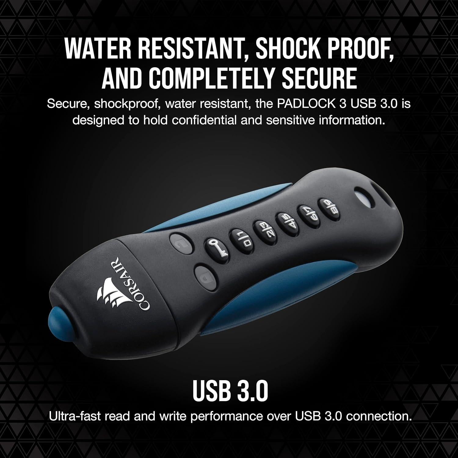 Corsair Flash Padlock 3, 256 GB USB 3.0 con Teclado PIN