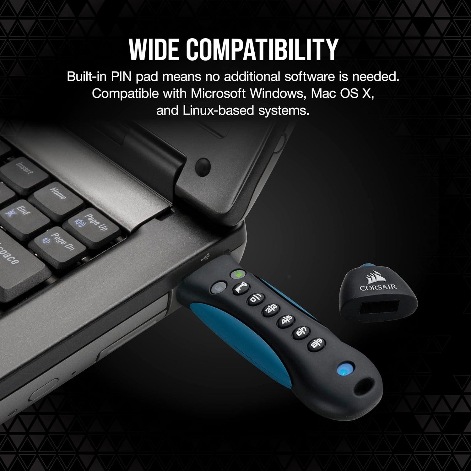 Corsair Flash Padlock 3, 256 GB USB 3.0 con Teclado PIN