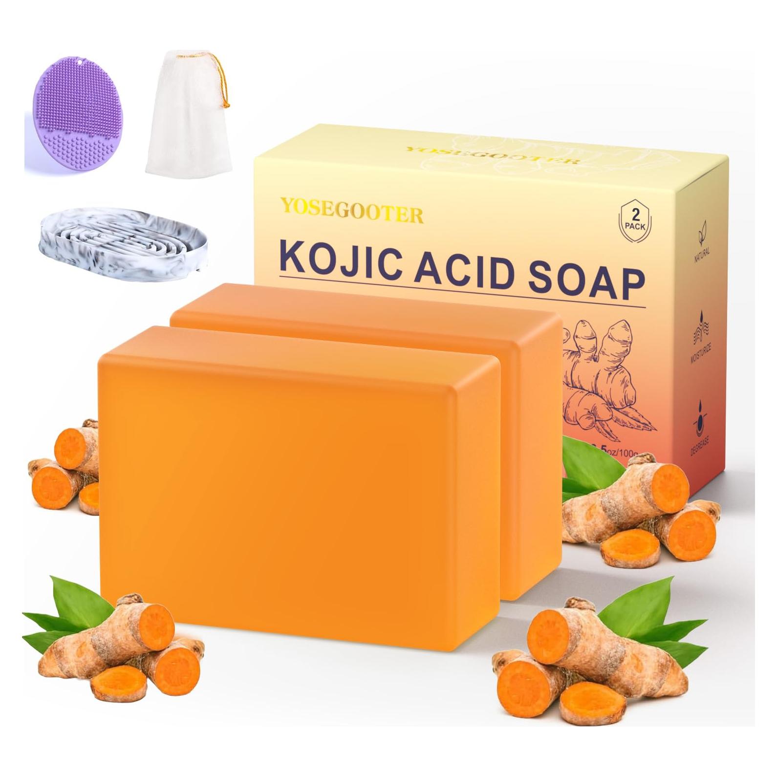 Jabón de Ácido Kójico y Cúrcuma YOSEGOOTER - 2 Paquetes