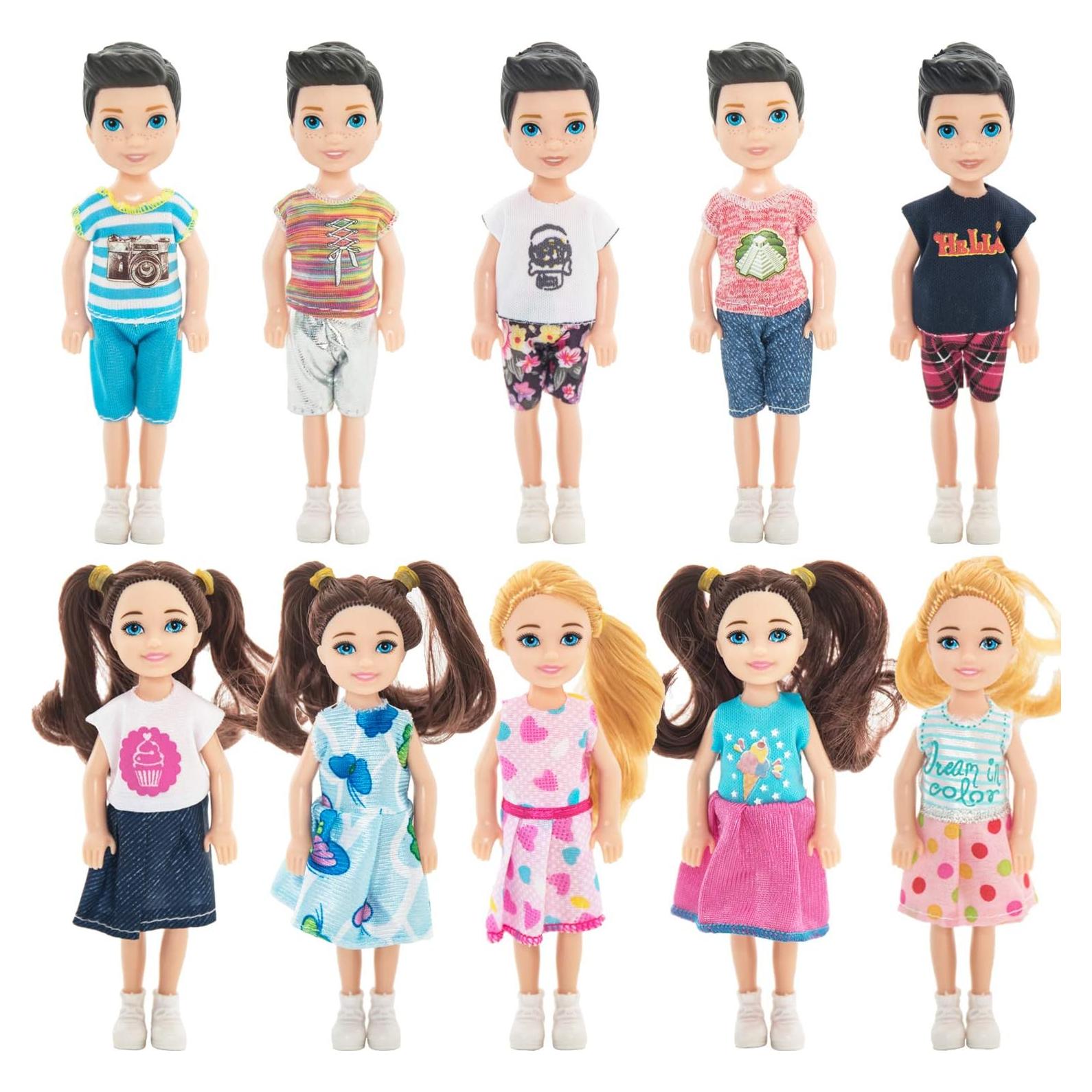 Conjunto 10 Muñecas Mini ONEST 12.7 cm Ropa y Zapatos