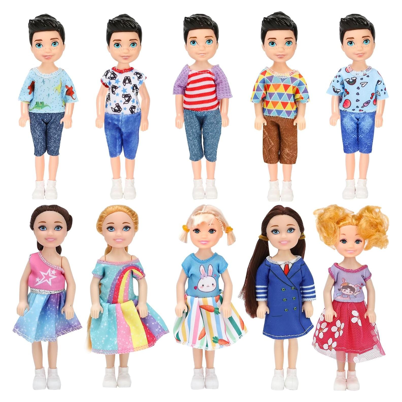 Conjunto de 10 Muñecas Mini ONEST 13 cm con Ropa y Accesorios