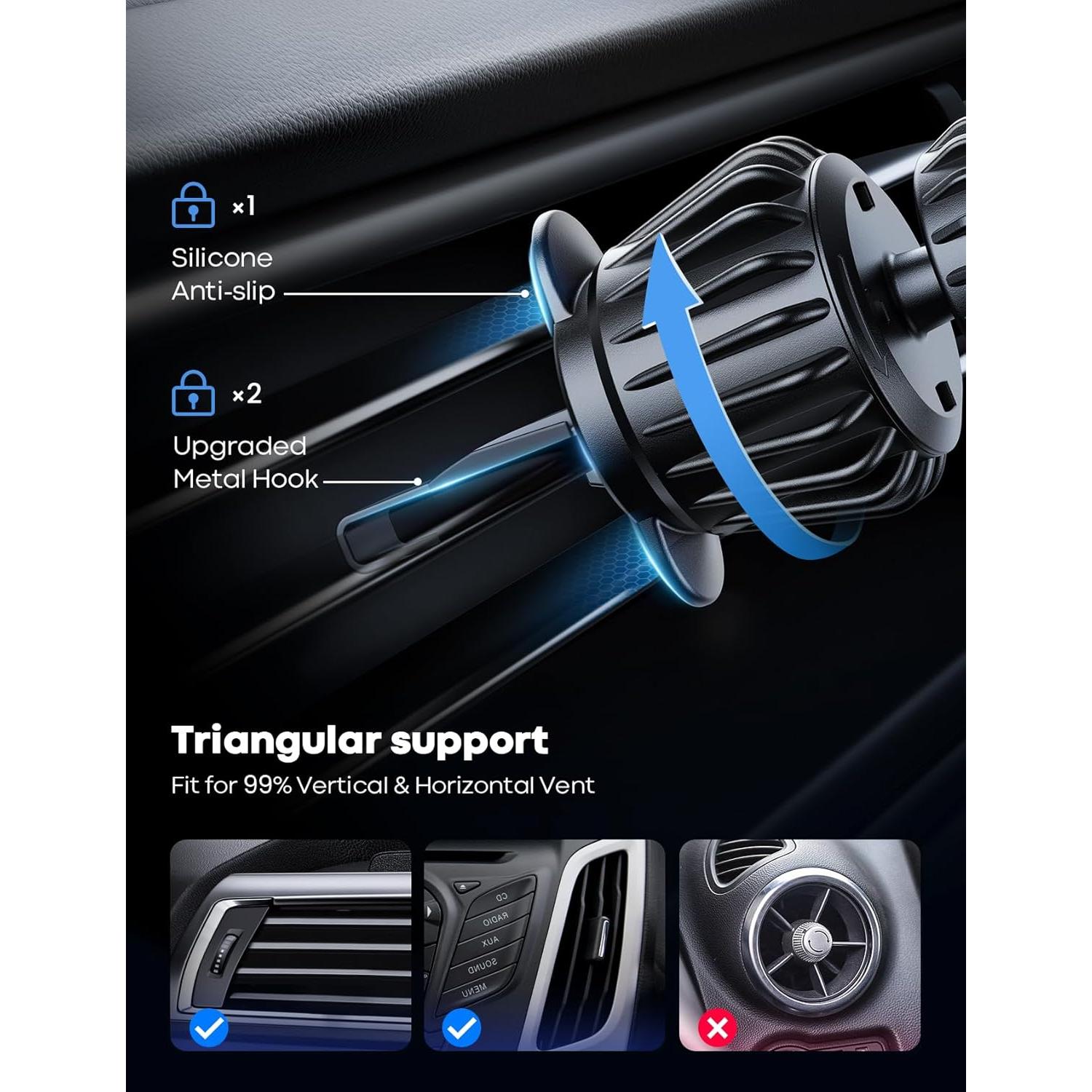 Soporte de Coche Lamicall MagSafe 20 Imán Negro